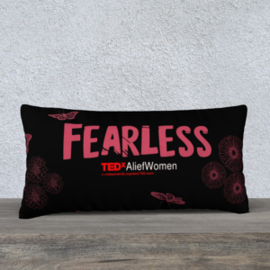 whimsical Fearless - Black pillow case 24x12